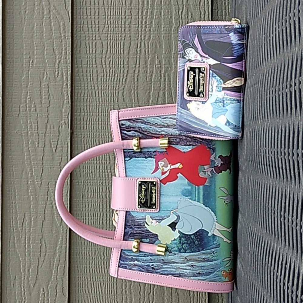 Loungefly Pink Disney Sleeping Beauty Crossbody Bag with Matching Wallet